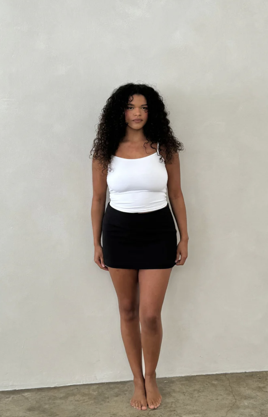Laud Black Mini Skirt and White Tank