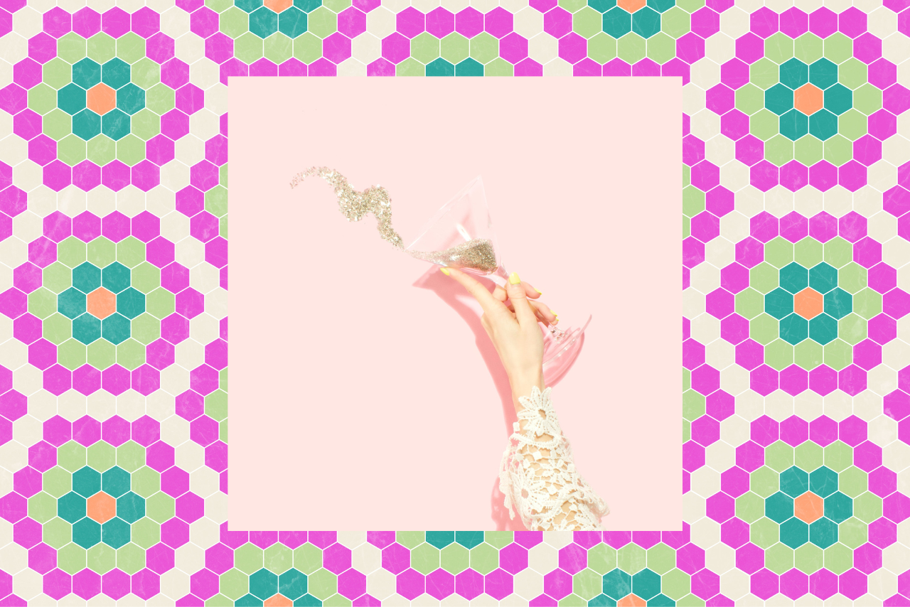 glitter in martini glass