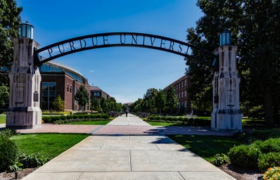 purdue university sign on campus, daylight