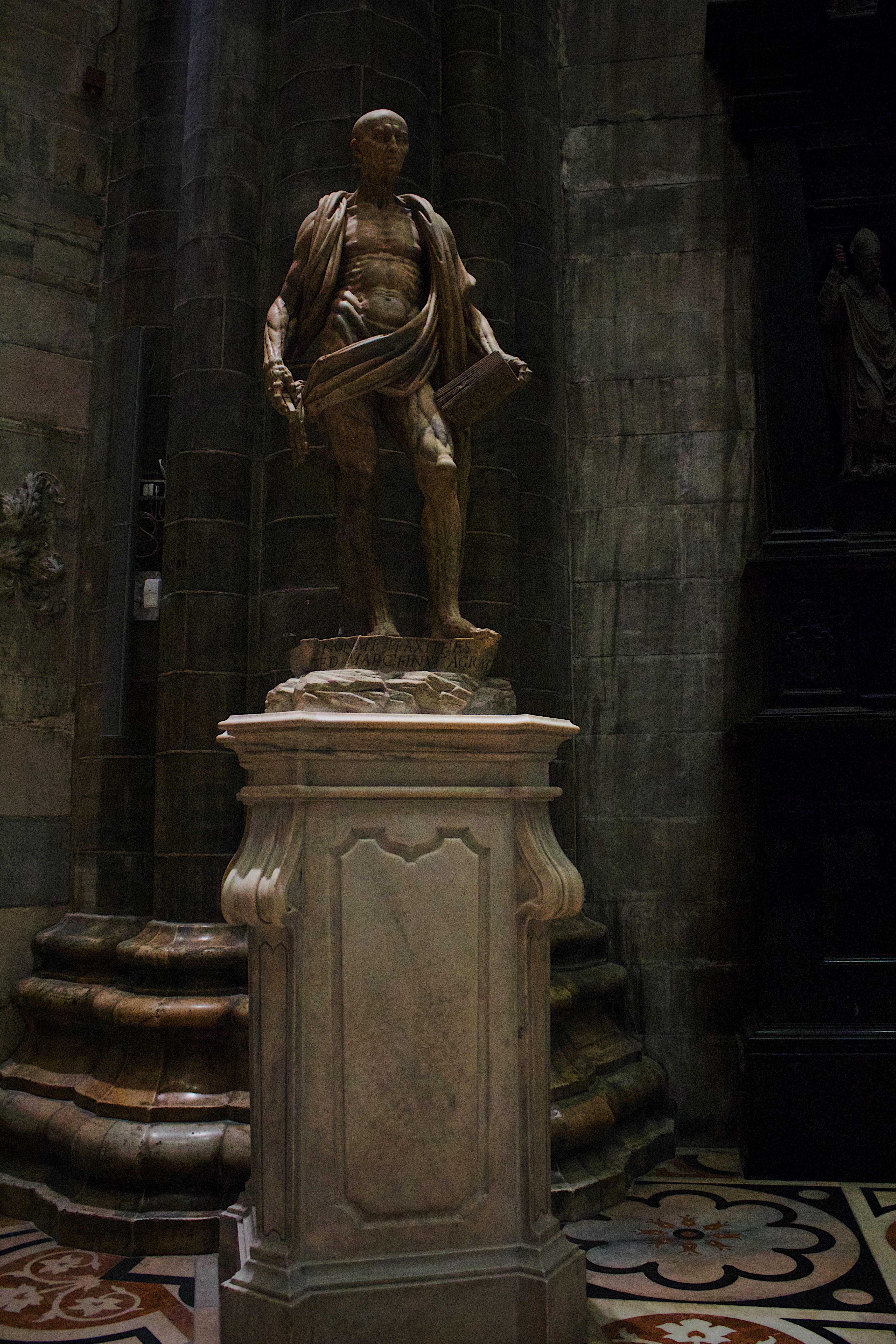 Bartholomew statue inside Duomo