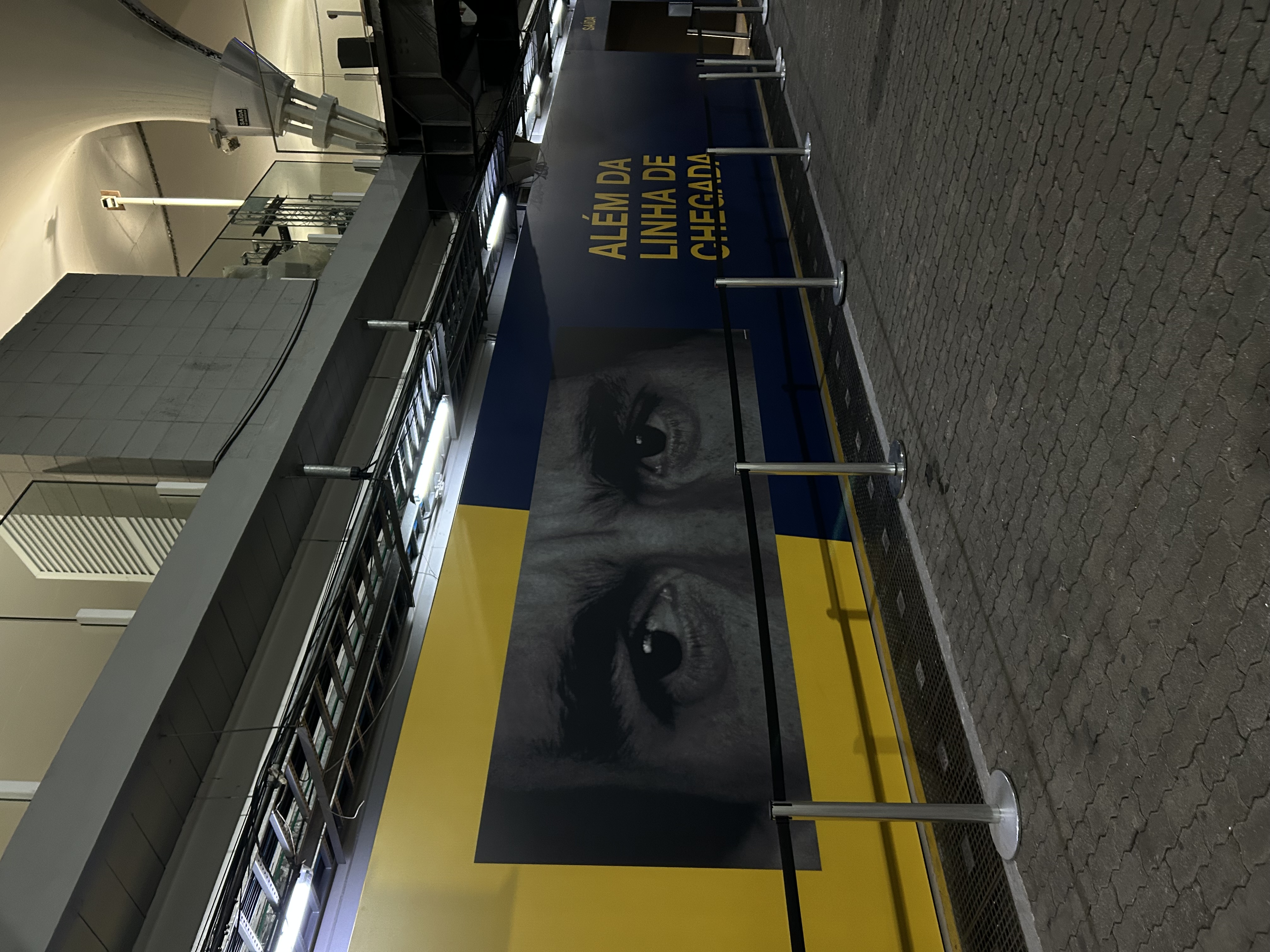 A wall in the paddock at the Interlagos Circuit featuring a photo of Ayrton Senna’s eyes with the following phrase: “Beyond the finish line”