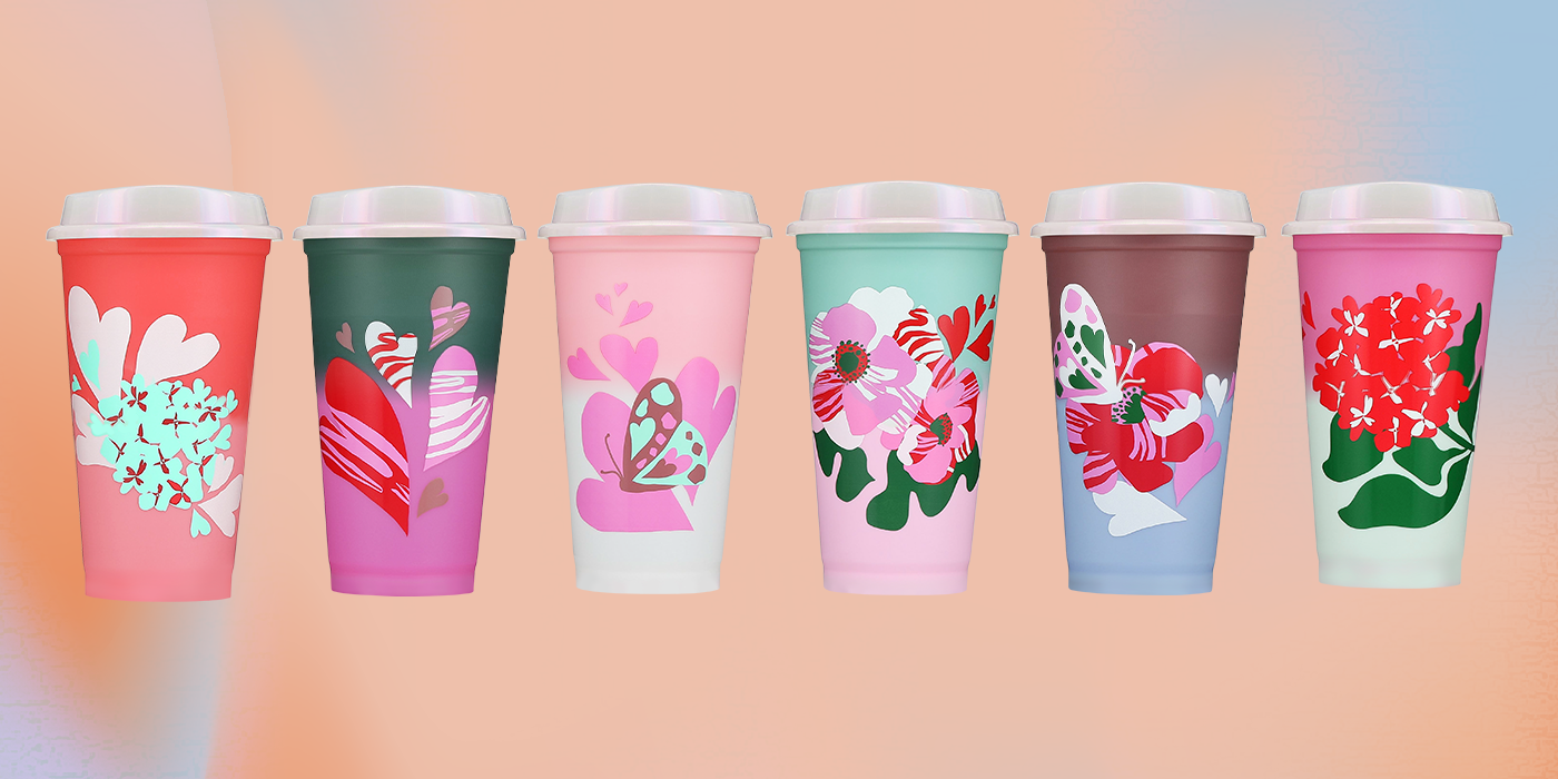 Starbucks Valentine\'s Day Reusable Color-Changing Hot Cup Set (6-Pack)
