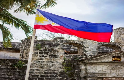 Filipino flag waving in the sky