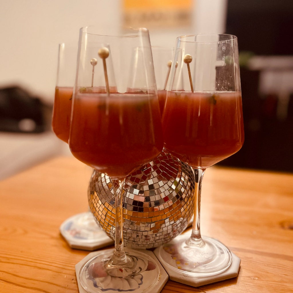 cocktail in glasses on table