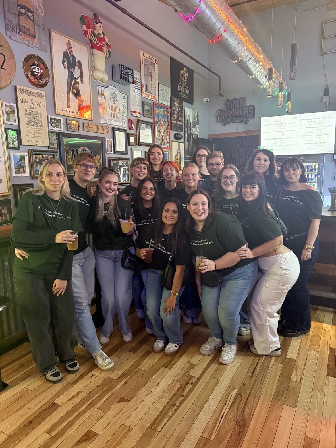 English Education cohort on senior bar crawl