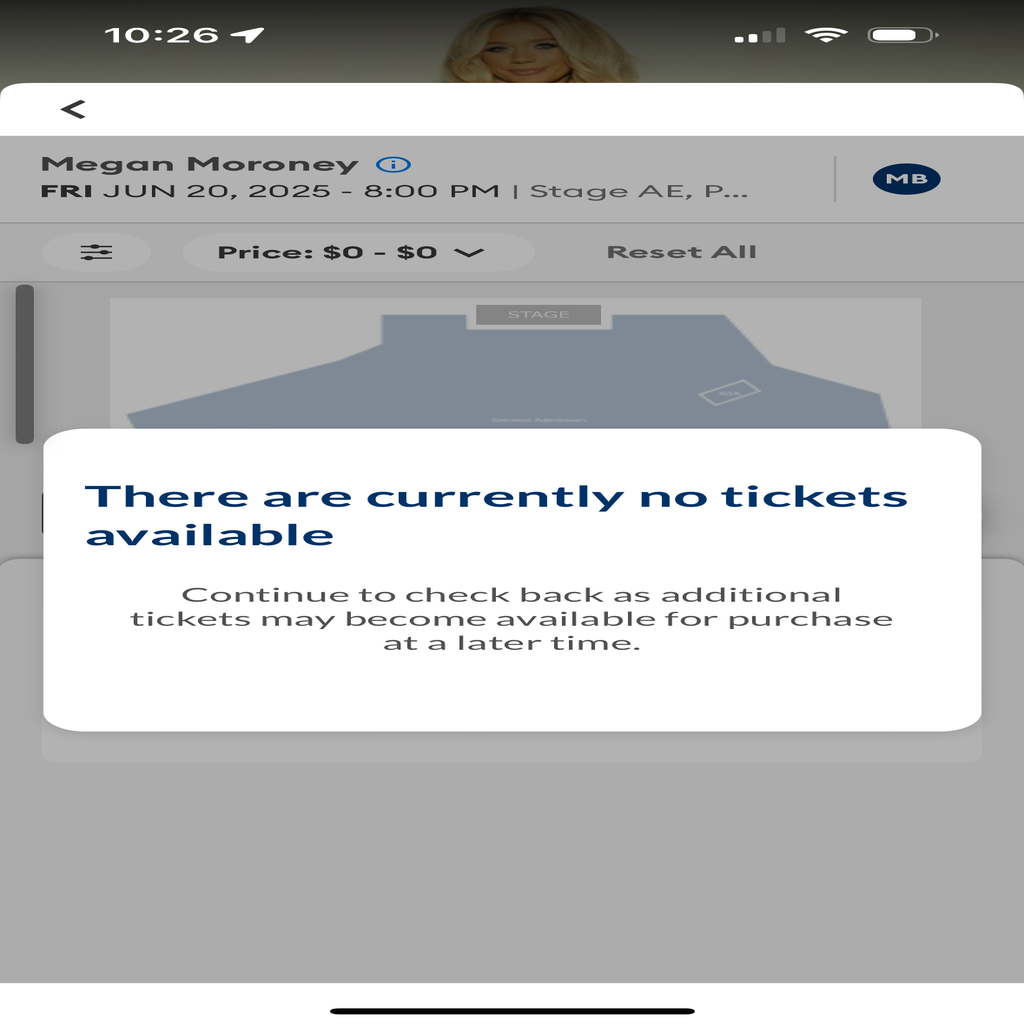 Screenshot of AXS in ticket queue