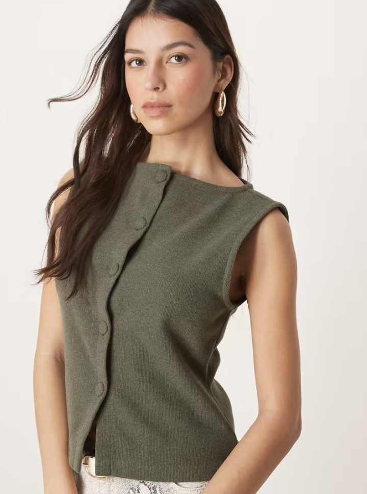 ASOS Design Brushed Vest Olive
