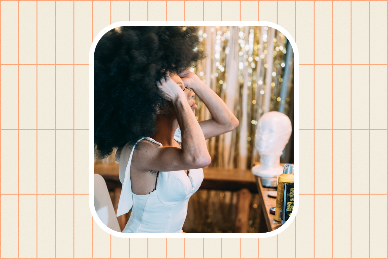 drag performer in dressing room