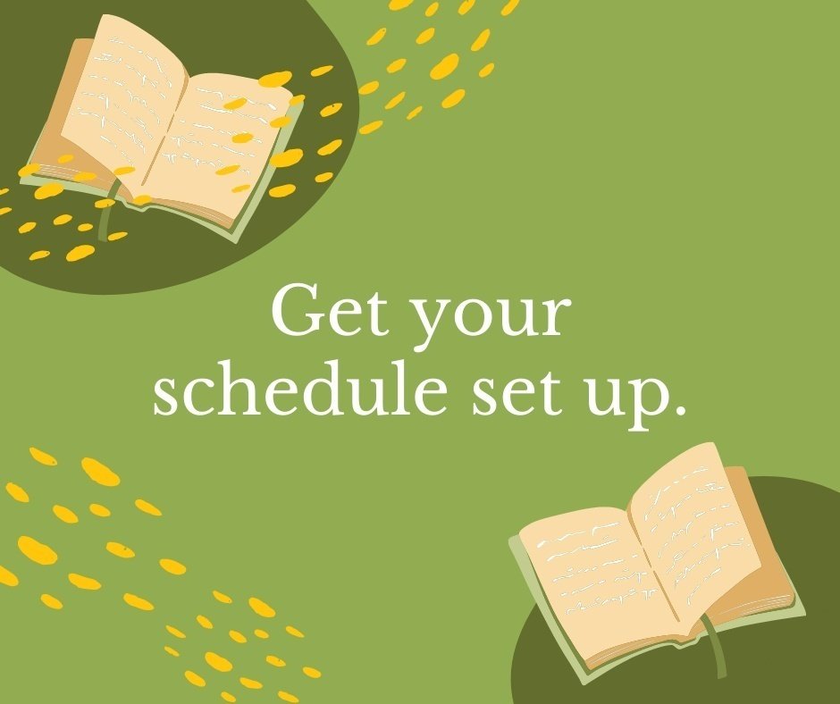 graphic with a sentence and illustrations of open books