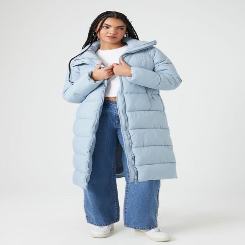 Forever 21 blue puffer hot sale jacket