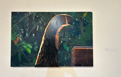 James Williams II showcases his painting, \"Rapunzel,\" at the new Stamp Gallery exhibition.