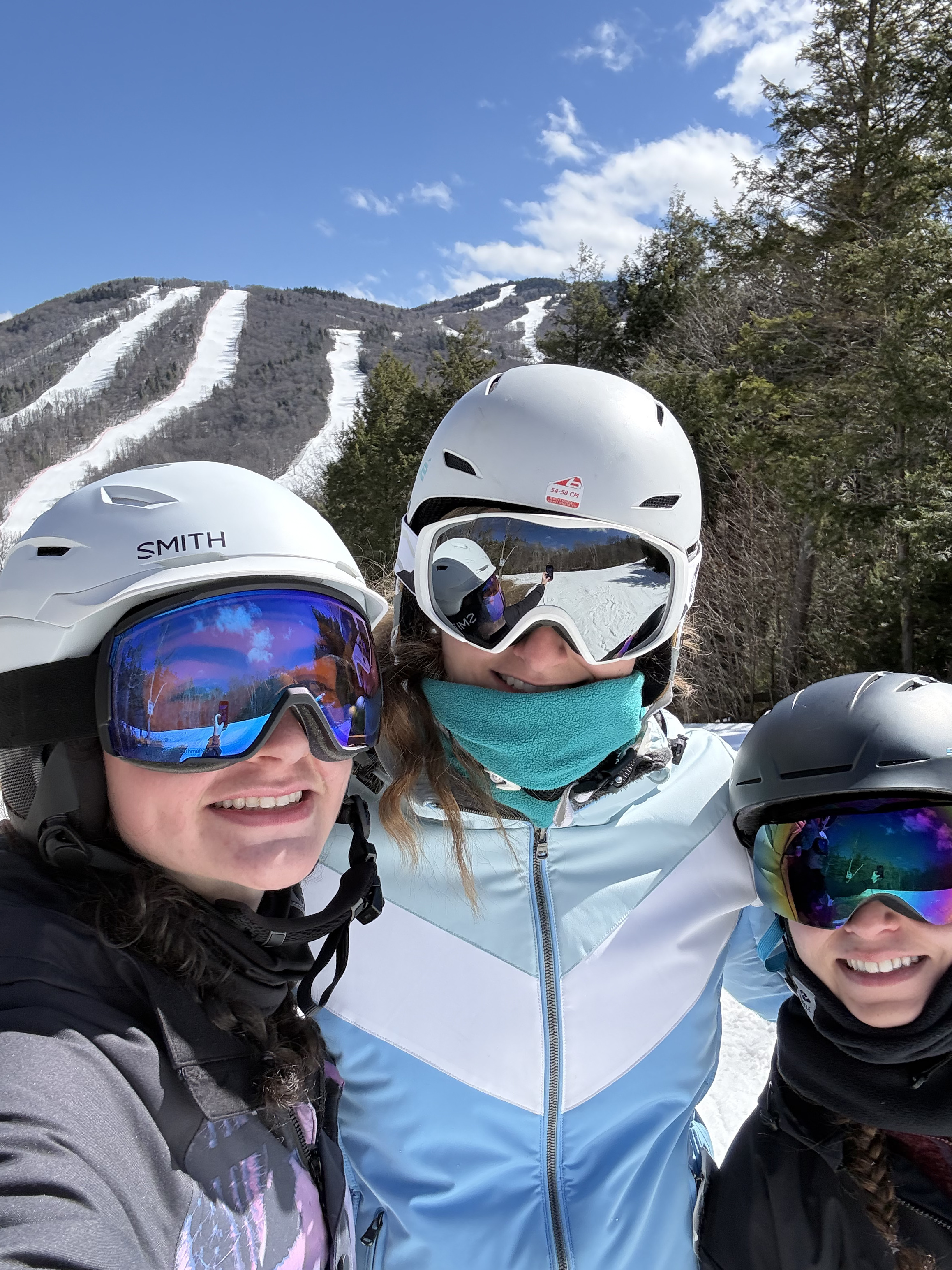 Friends skiing