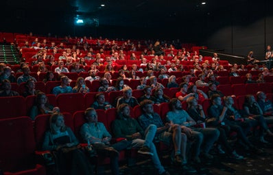 The audience in a movie theater