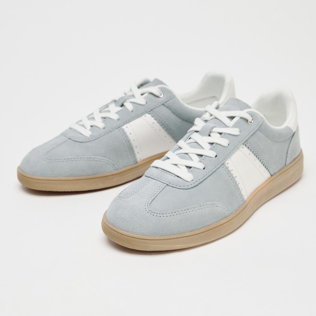 Zara Leather Athletic Sneakers Blue