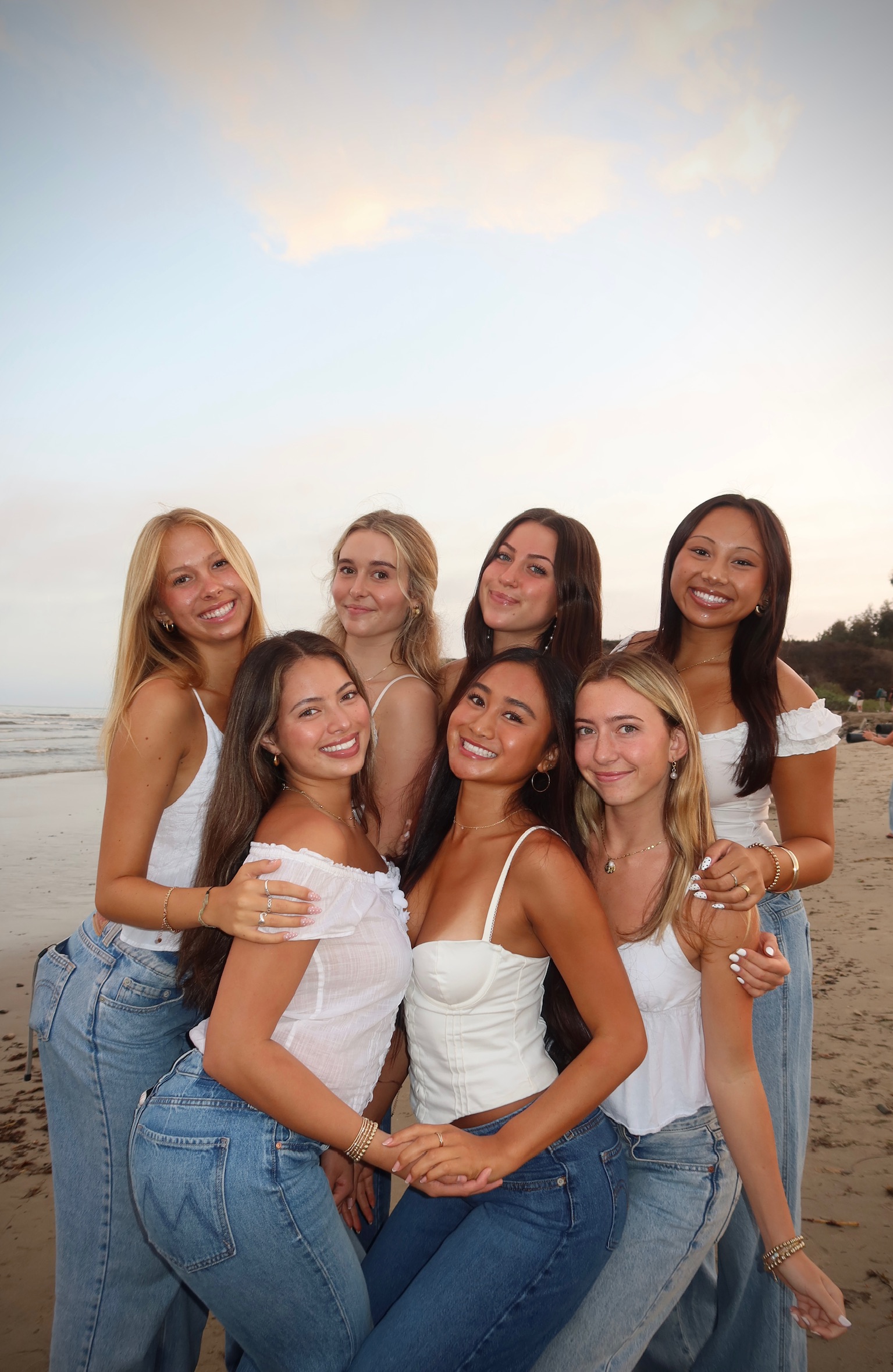 Woman at the beach with friends