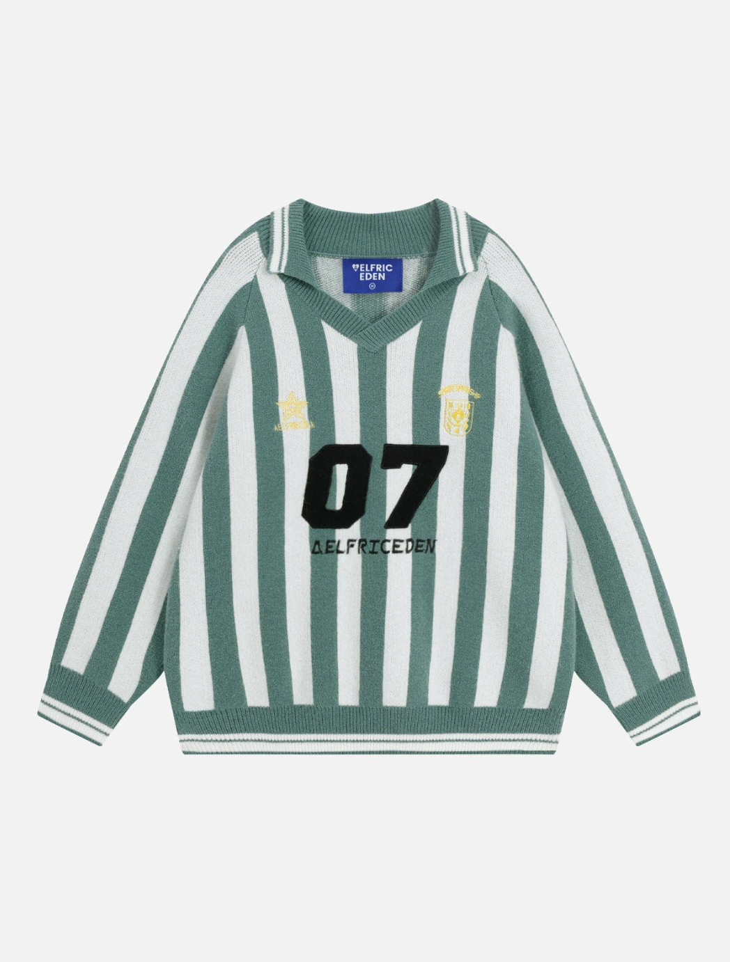 Aelfric Eden White Green Stripe Sweater