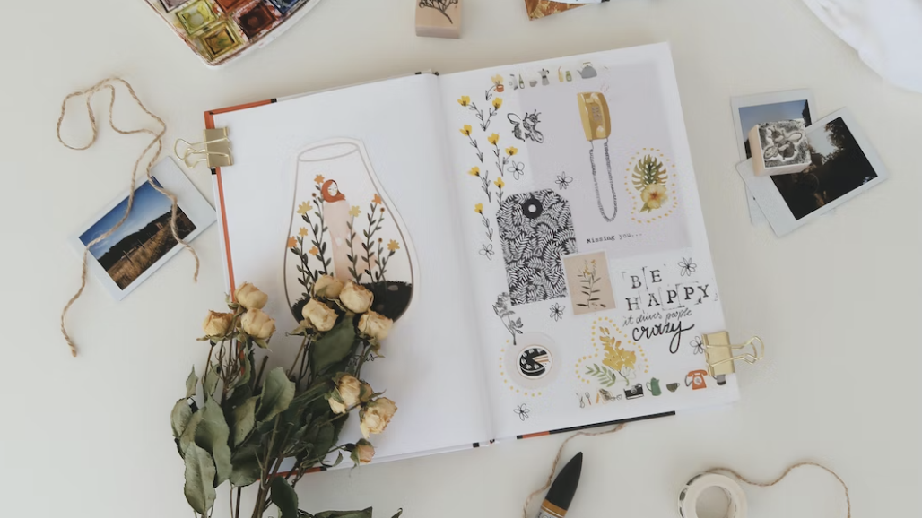 aesthetic journal with pretty flowers and quotes