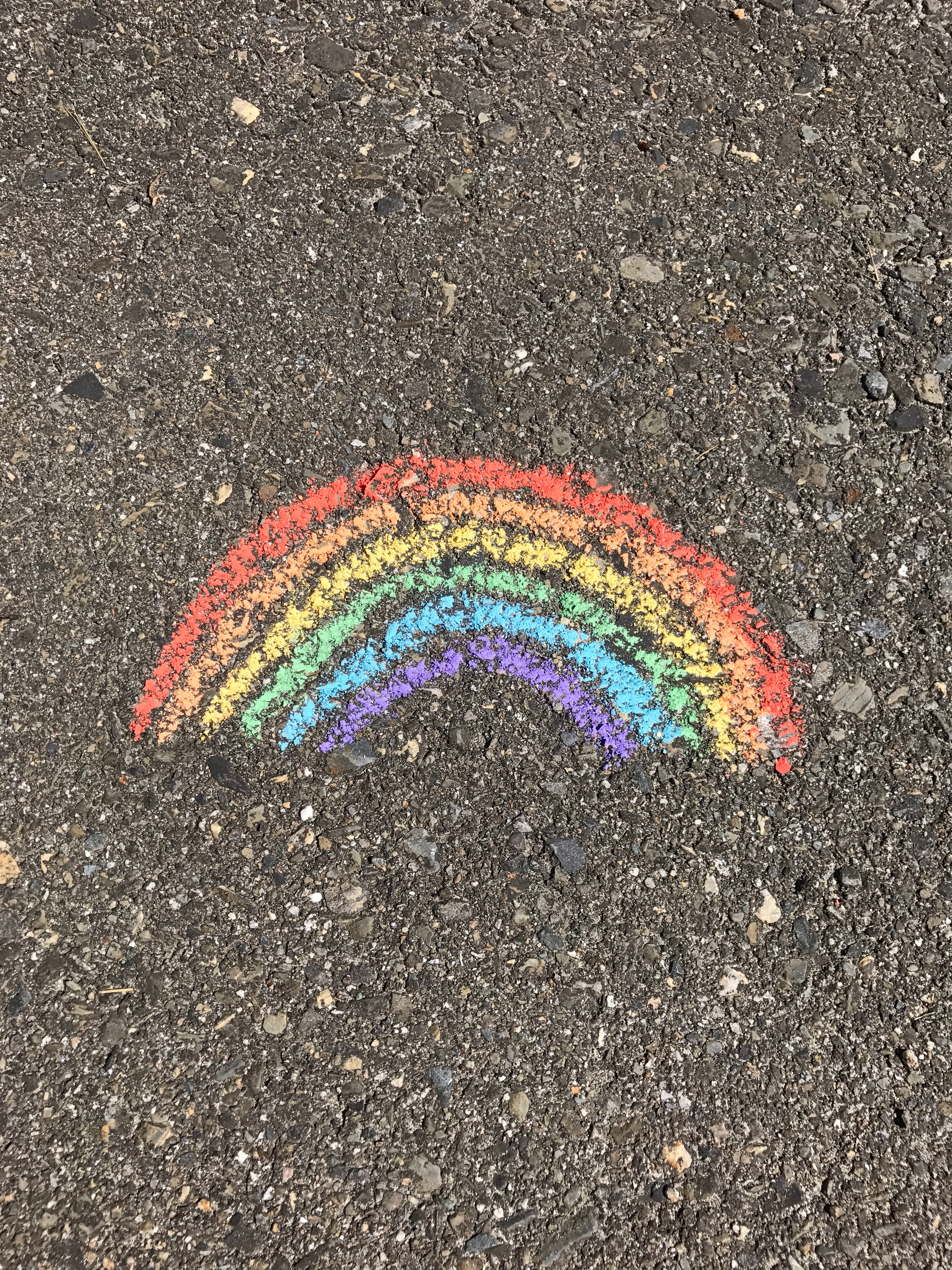 A rainbow drawn on pavement