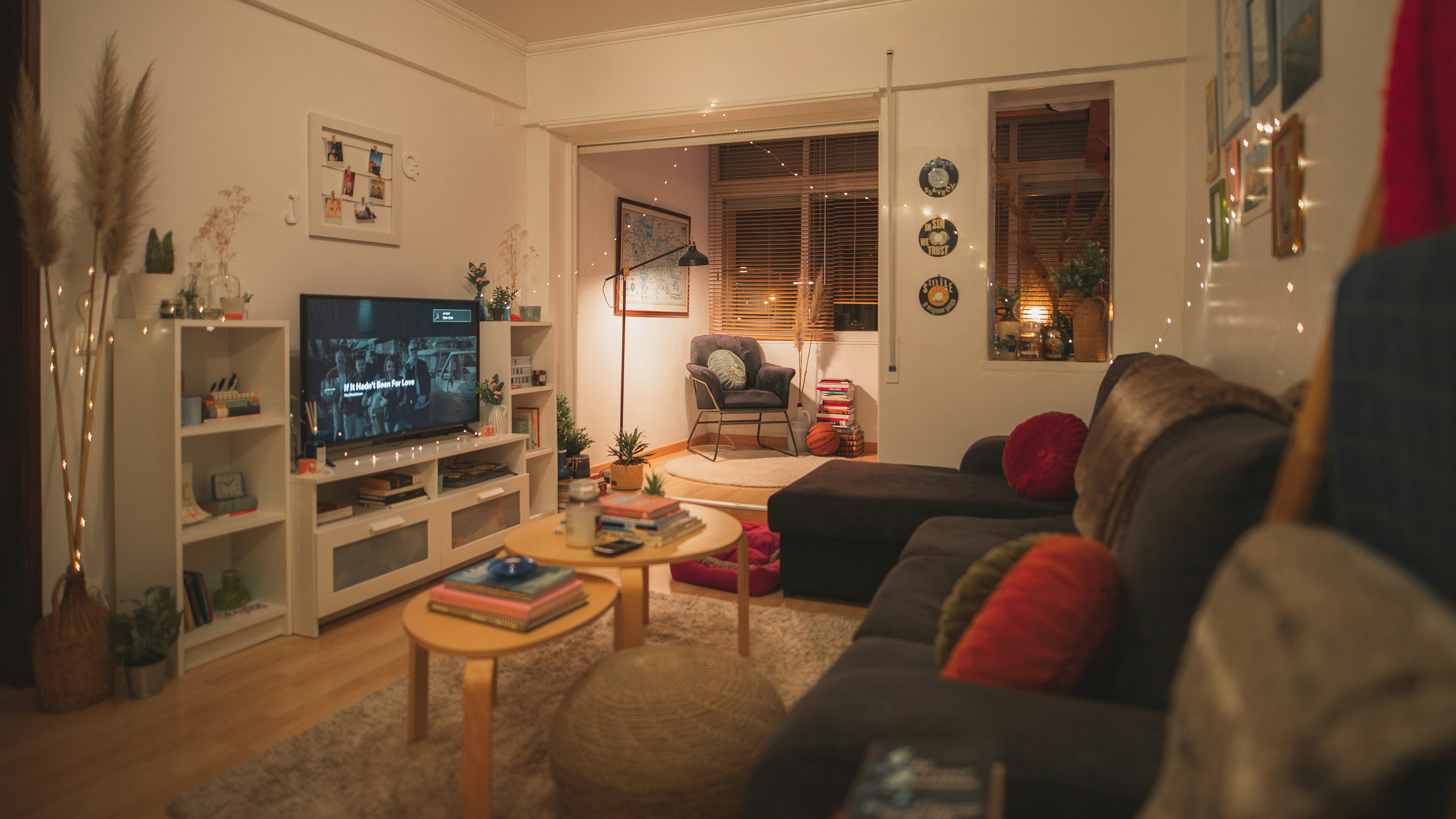 A warm toned living room