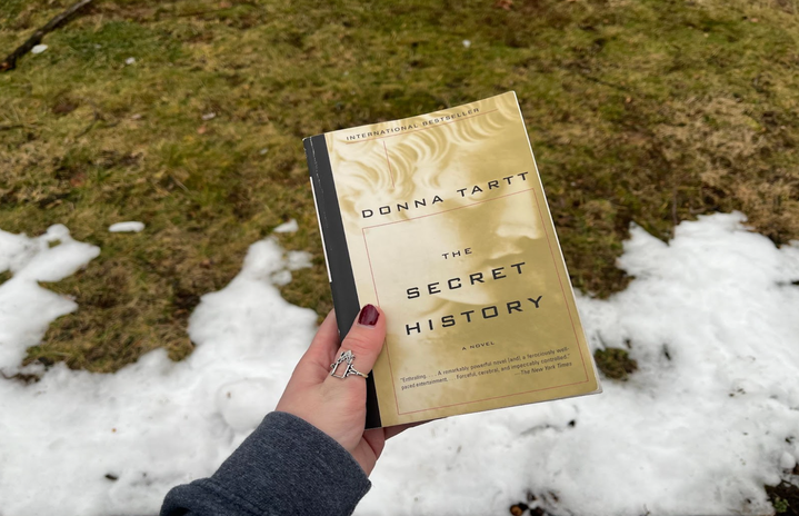 The Secret History with melting snow in the background