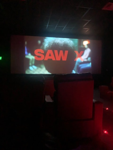 picture I took at the movie theater that displays the \