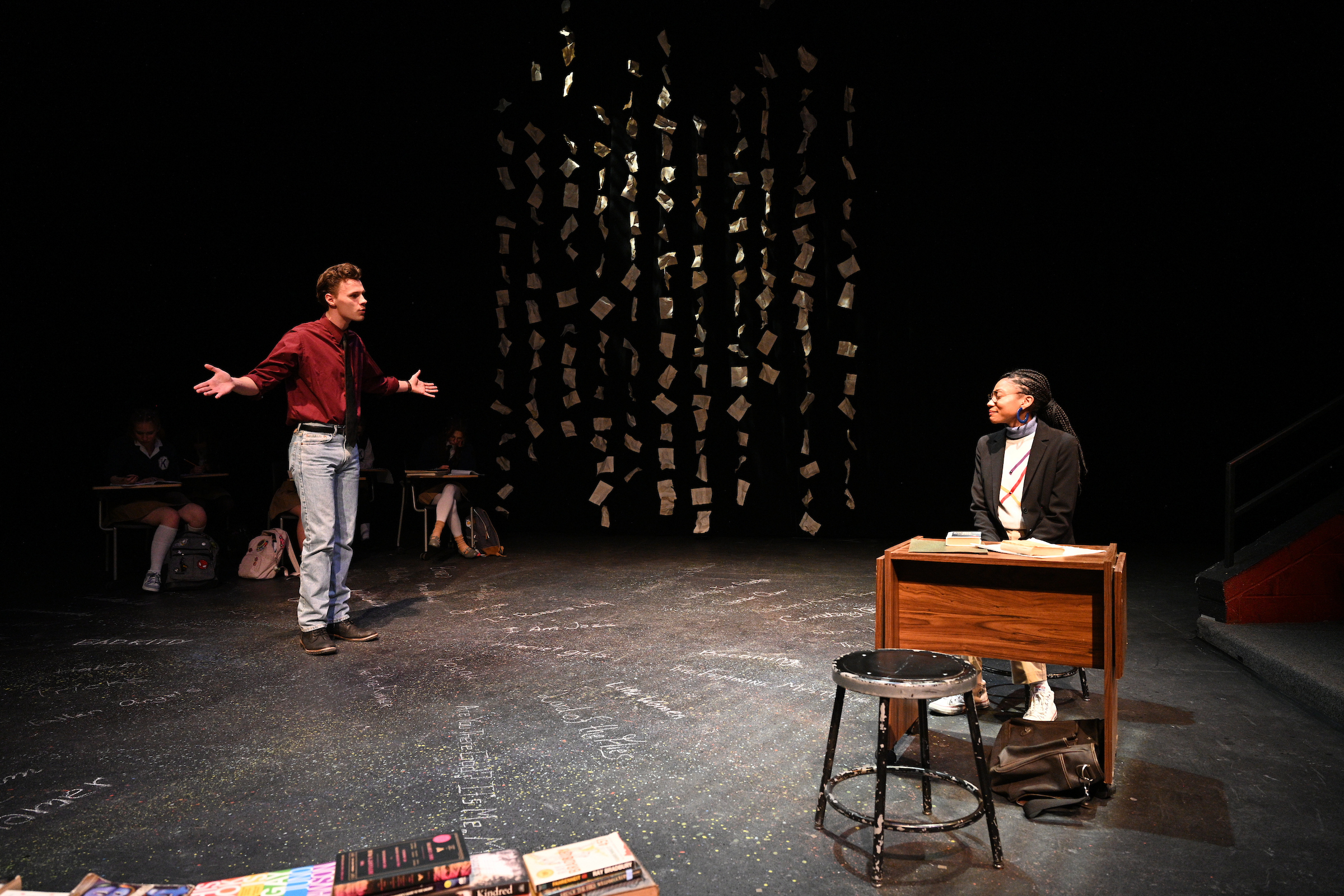 Throughout the show, former police officer Dan Shaw attempted to have Georgia Grimm admit that she provided the students with banned books, and encouraged her to resign from teaching her women\'s studies course.