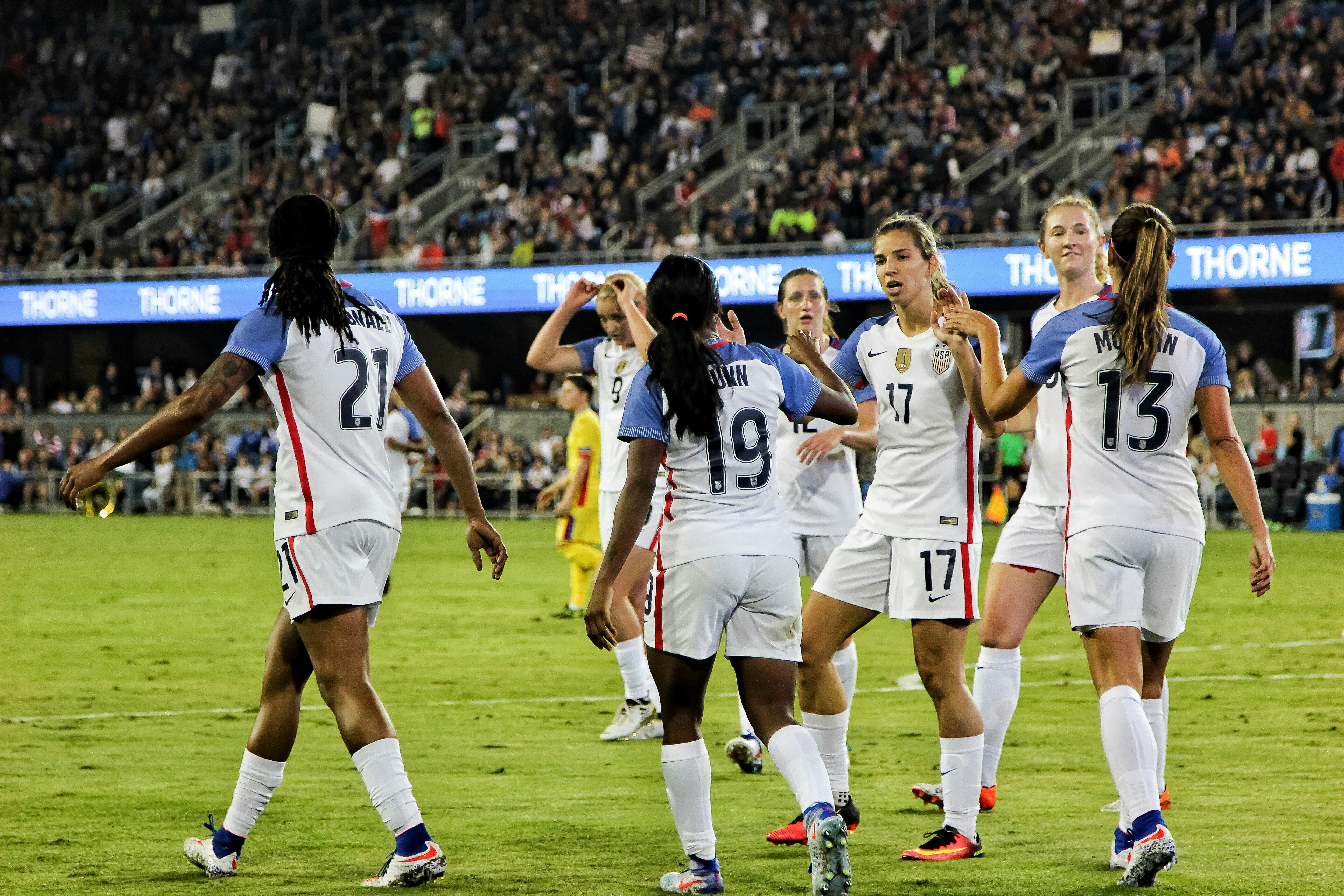 USWNT soccer team on field