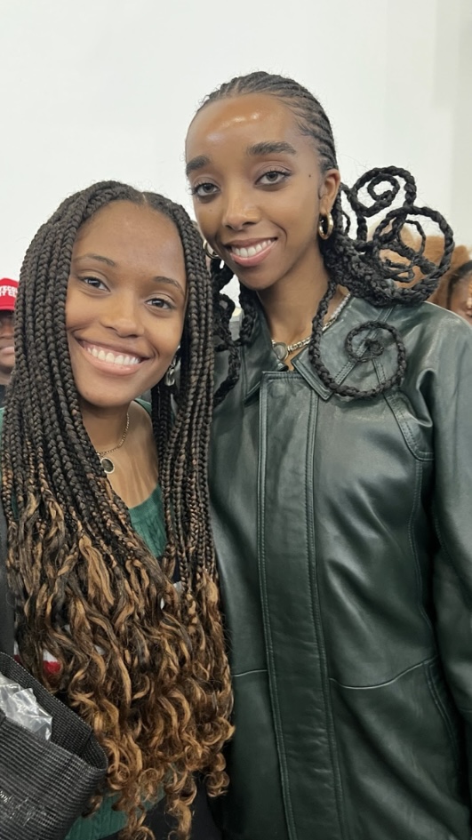 Junior TV film major Annika Dean poses for a photo with model and TikTok Influencer Kayra Theodore