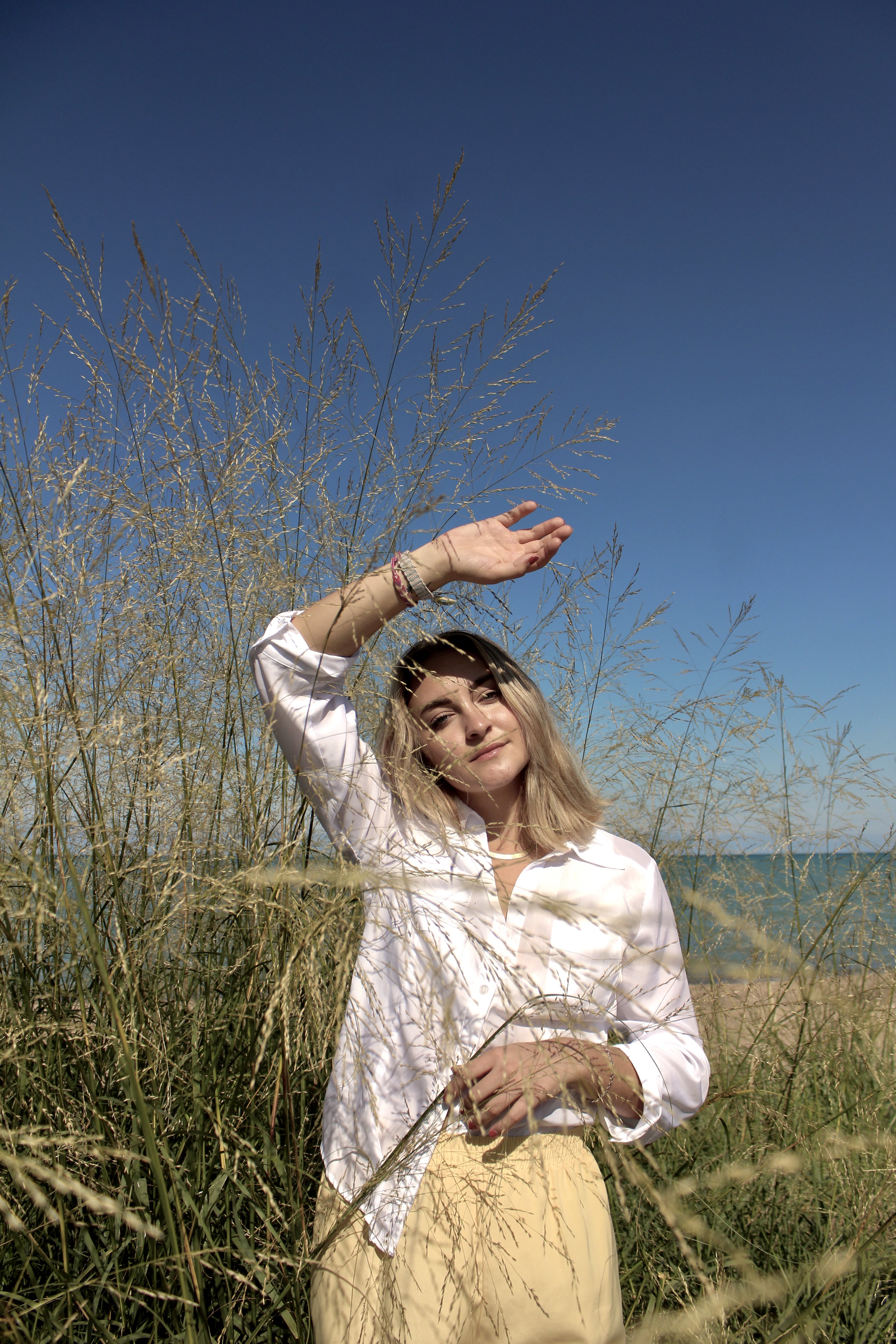Girl in wildflower field