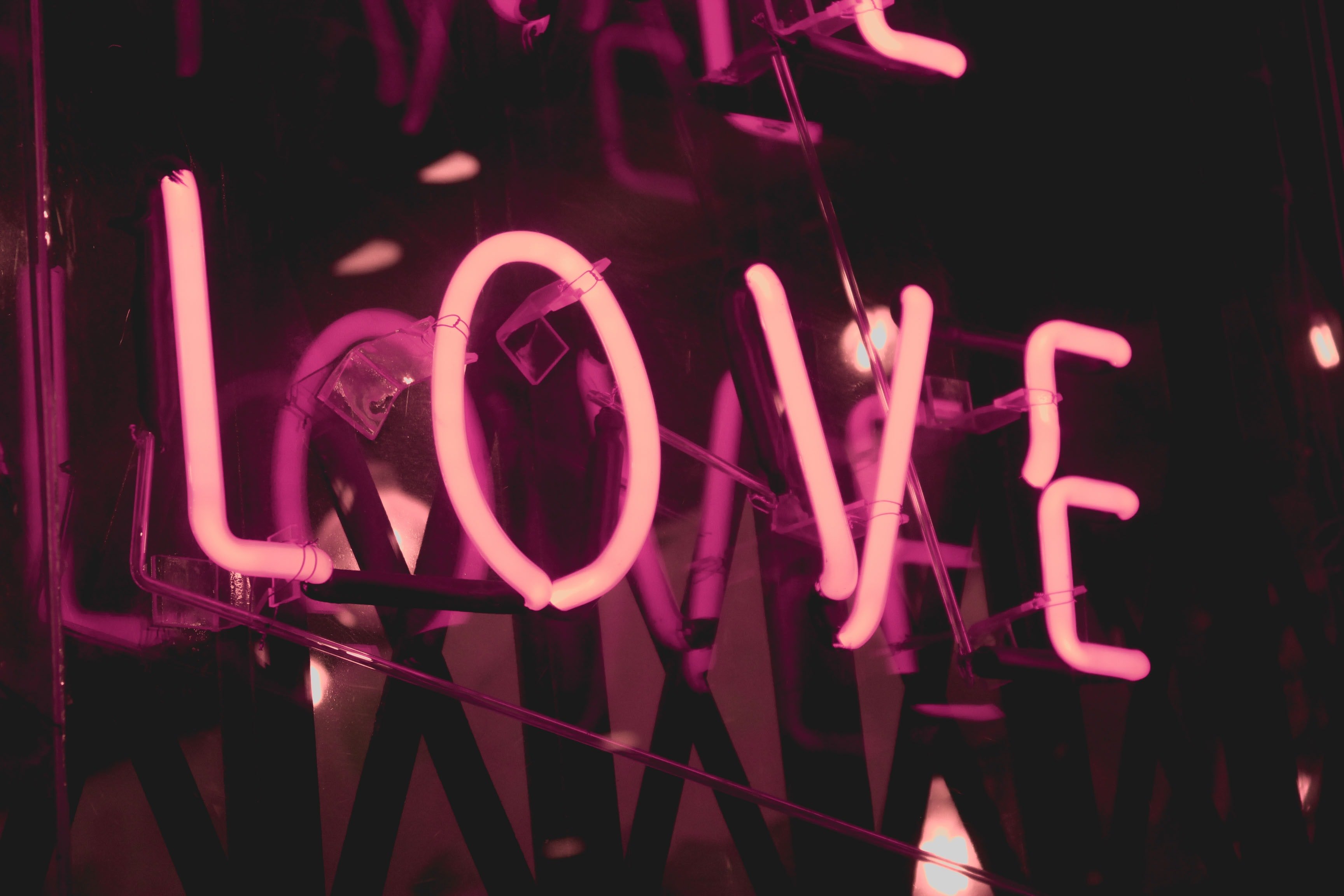 Pink neon love sign