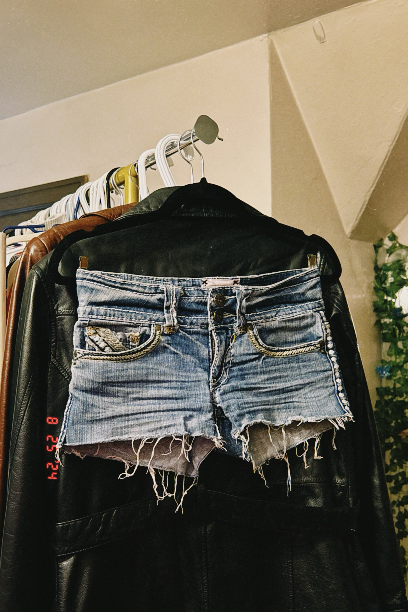 denim mini shorts