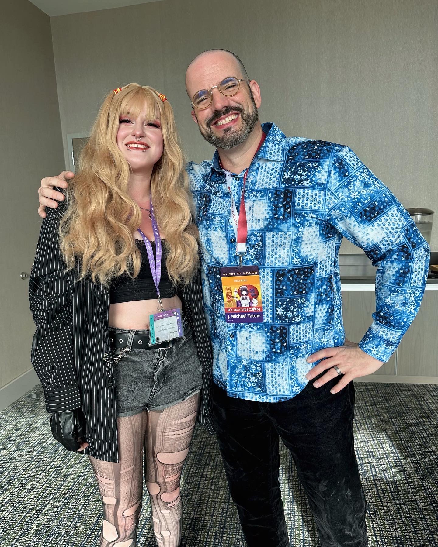 A picture of me with voice actor J. Michael Tatum after an interview I conducted with him