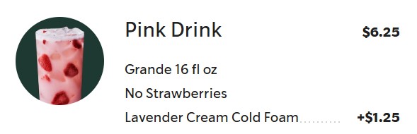 starbucks lavender pink drink 2025