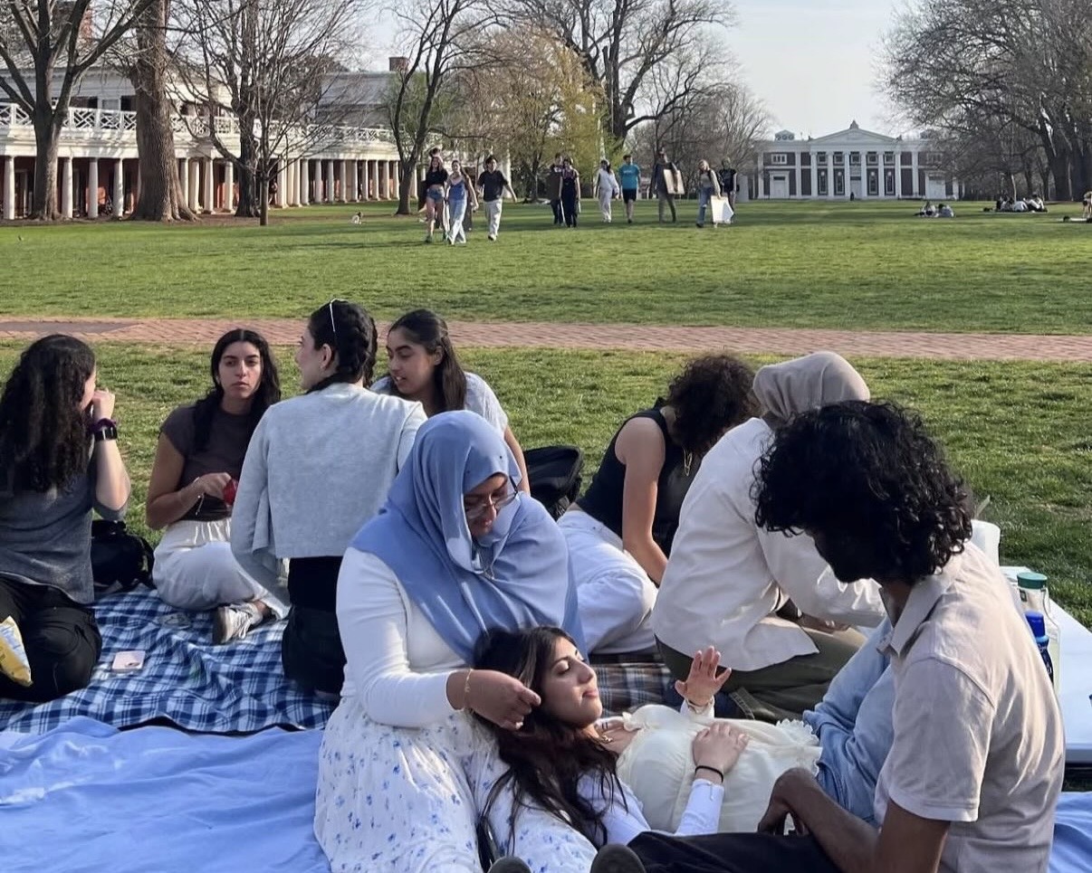 friends sitting on the lawn