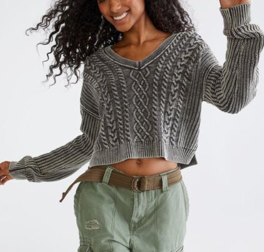 grey cropped sweater
