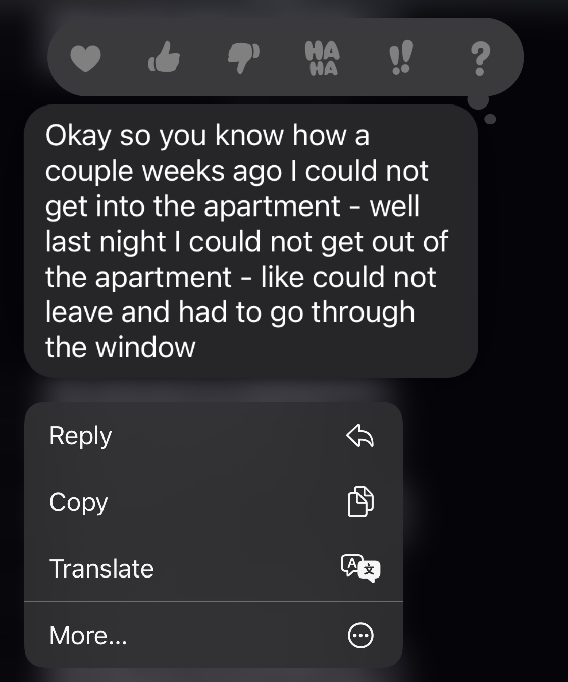text conversation, broken window