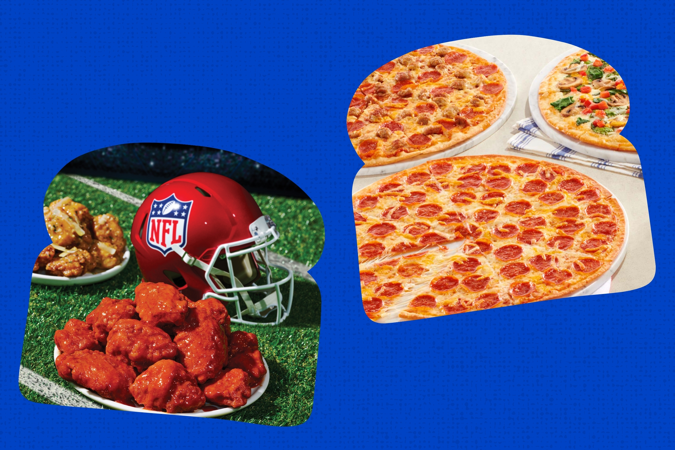 Photos of Applebee\'s Grill + Bar boneless wings and Papa Murphy\'s pizzas.