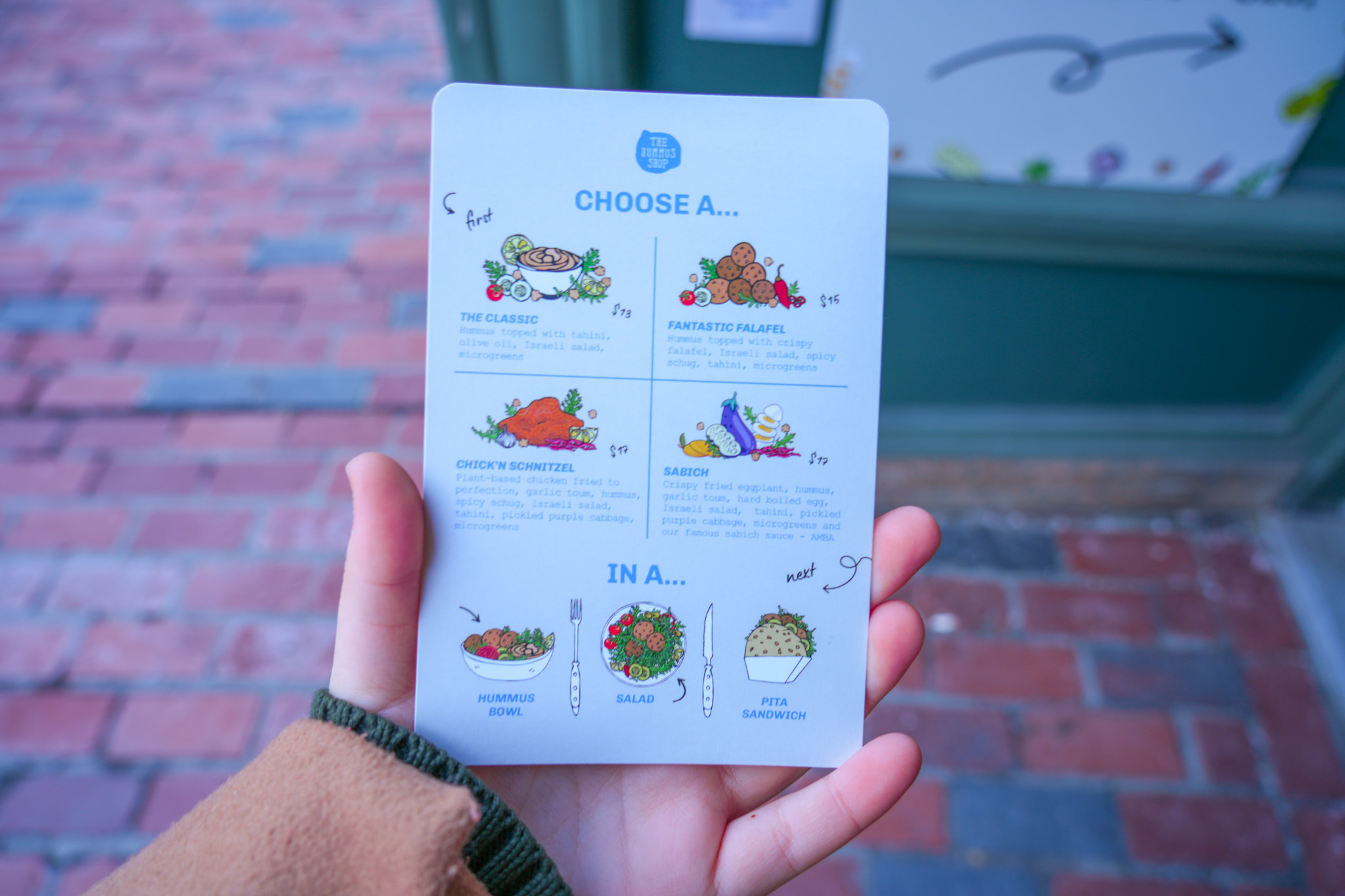 The Hummus Shop in boston ma\'s menu