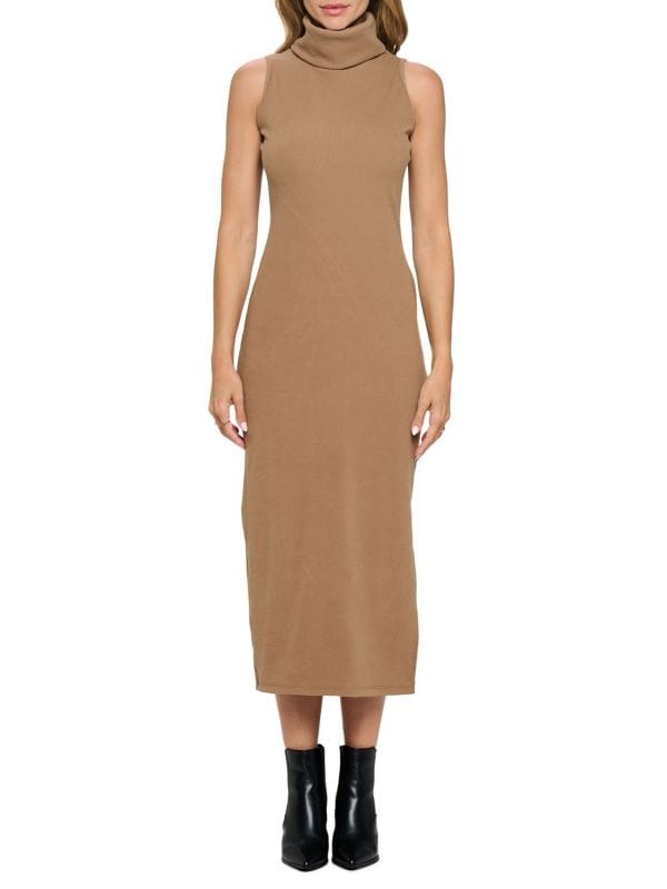Renee C. Rib Turtleneck Midi Dress