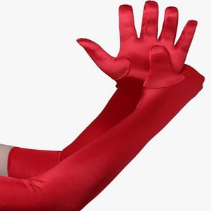 red satin gloves