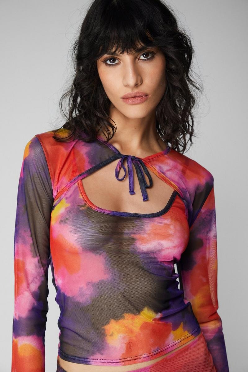 Nasty Gal Mesh Tie Front Multiway Crop Top