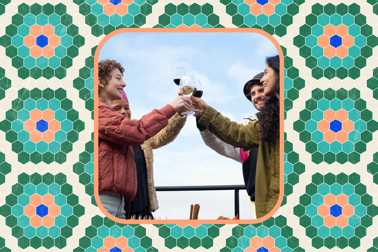 friends toasting wine