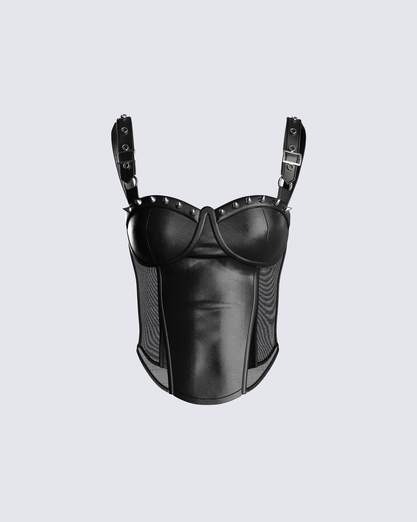 Finesse Zev Black Vegan Leather Corset Top