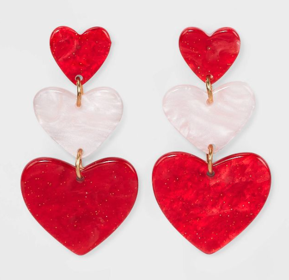 resin heart drop earrings valentine\'s day
