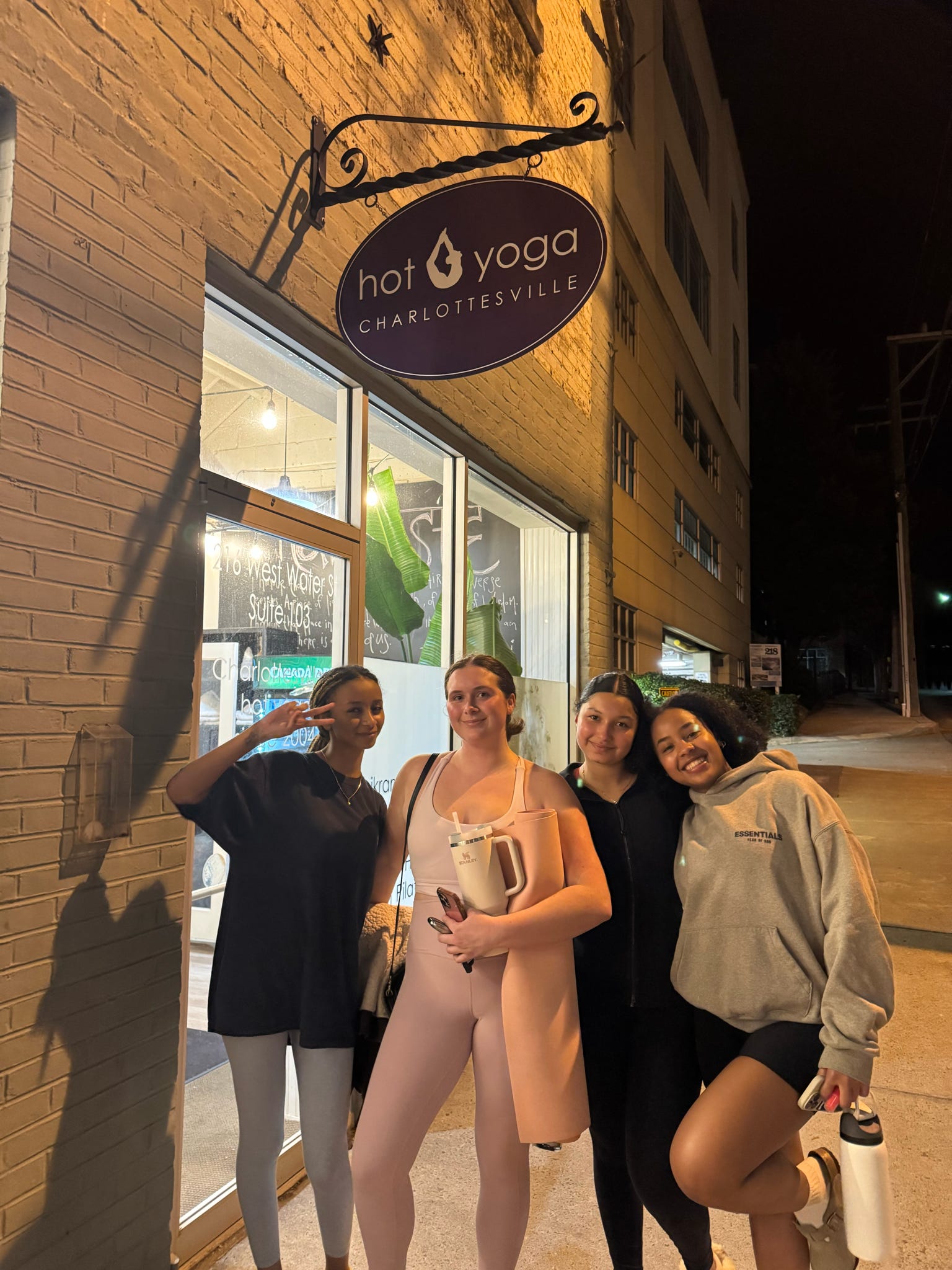 Woman outside of a yoga studio