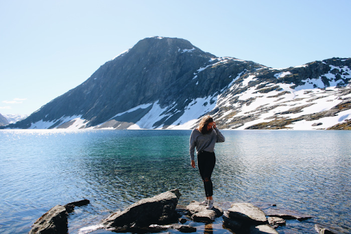 Girl beside a fjord
