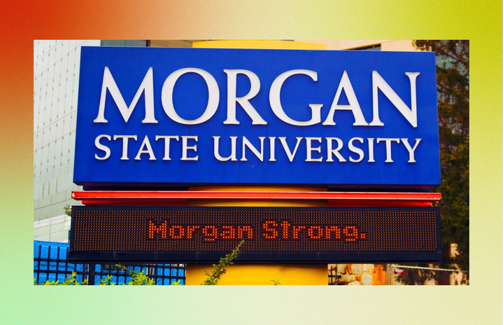 morgan state university sign with \"morgan strong\"