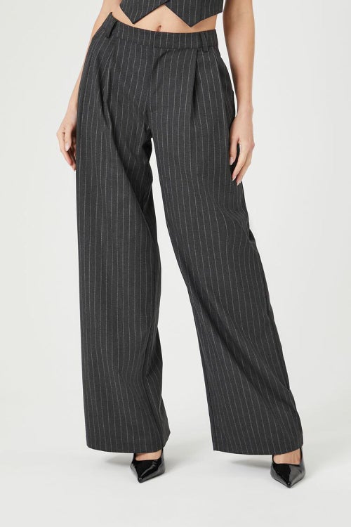 Forever 21 Pinstriped High-Rise Trouser Pants