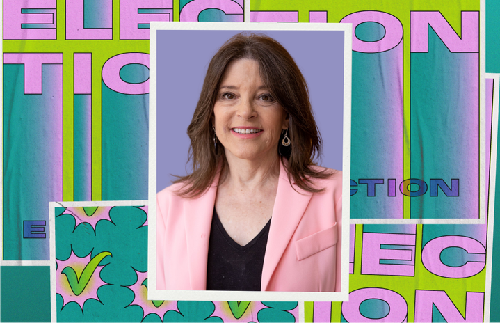 Presidential candidate Marianne Williamson for Her Campus interview