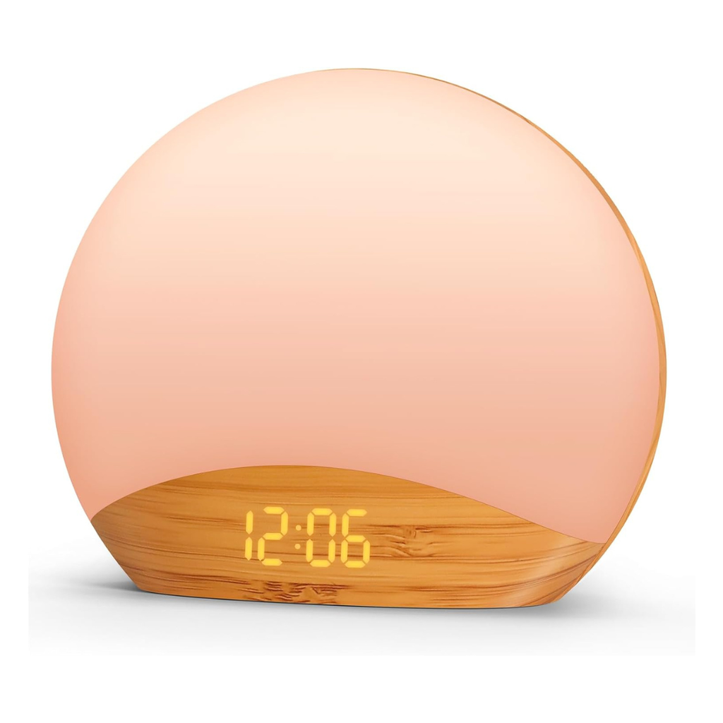 round alarm clock with wooden bottom